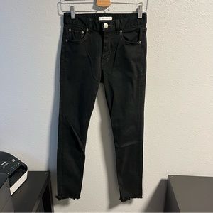 MOUSSY Black Rebirth High Rise Skinny Jeans Raw Hem Black
